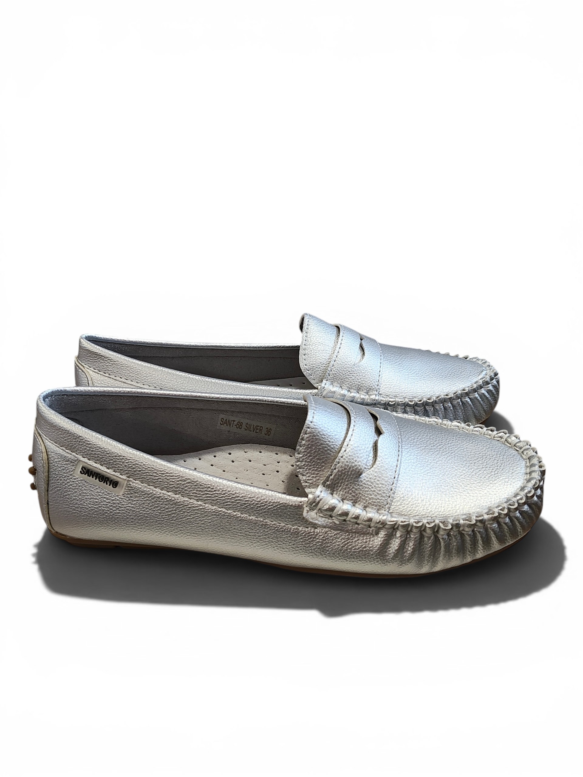 Srebrny Mokasyn Damski SANTORIO SANT-68 Silver