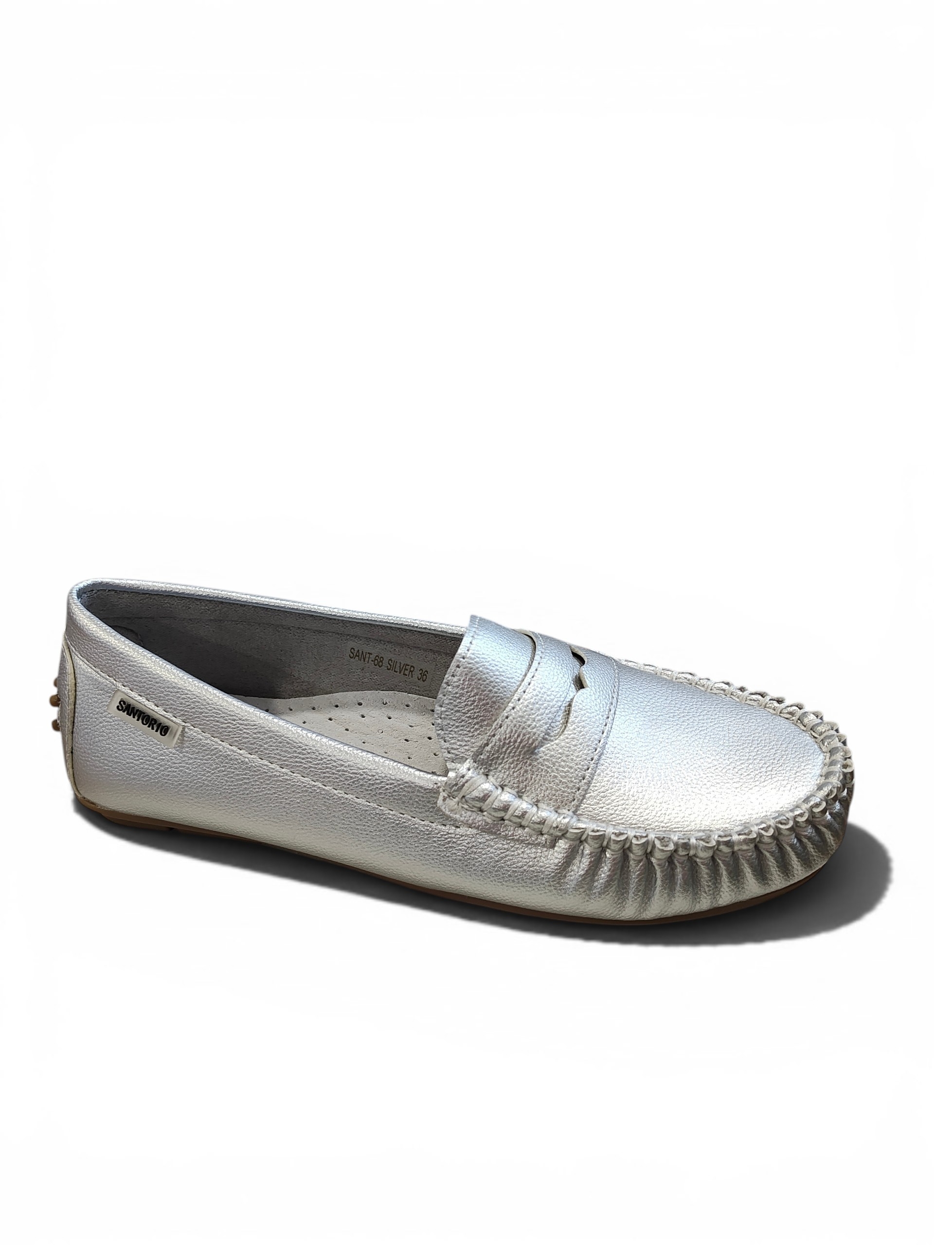 Srebrny Mokasyn Damski SANTORIO SANT-68 Silver - obrazek 6