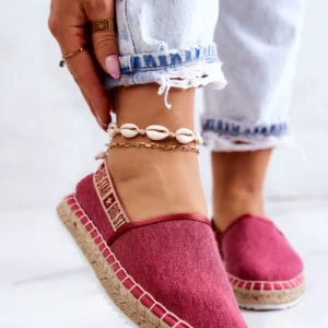 Materiałowe Espadryle Wsuwane Big Star JJ274880 Ciemnoróżowe (3063)