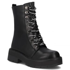 Damskie Skórzane Botki Workery Filippo DBT7256/25 BK – Czarne (2173)