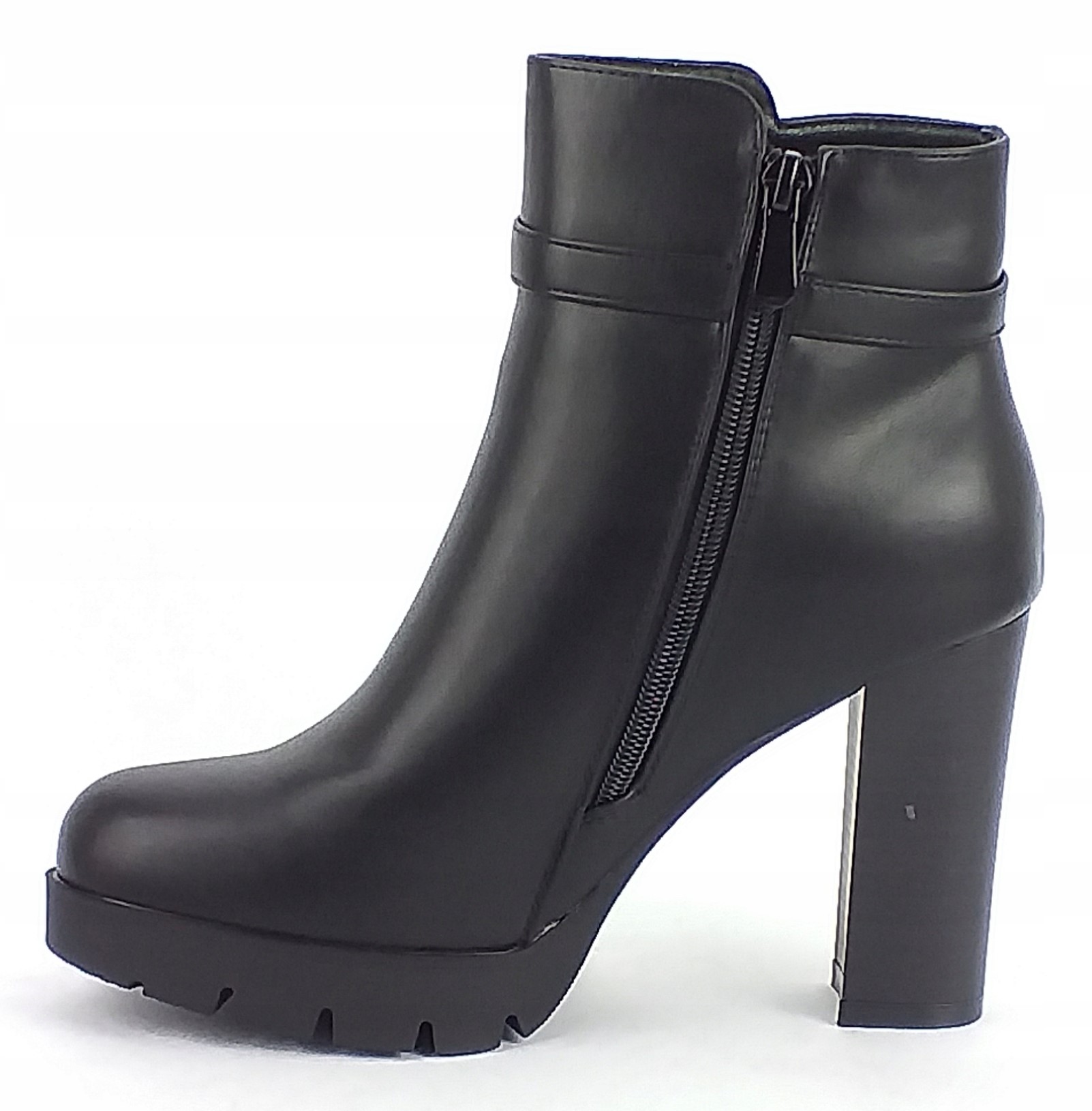 Eleganckie Botki Damskie Na Słupku Potocki 25-11331BK – Czarne (2255) - obrazek 4
