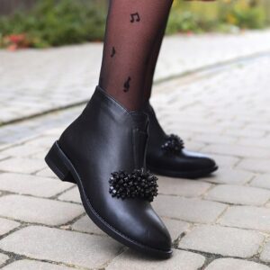 Eleganckie Botki Damskie z Biżuteryjną Ozdobą – Sabatina DM23-19 Czarne (1290)