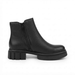 Skórzane Botki Damskie Kazari Wzór Talia Czarne (1354)